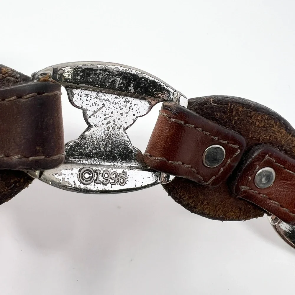 Vinntage Tony Lama USA 5297LWestern Brown Leather Silver Concho Belt Size 34 - Picture 4 of 13